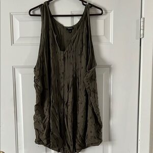 Torrid Olive Green Relaxed Ruched Sleeveless Tank Top